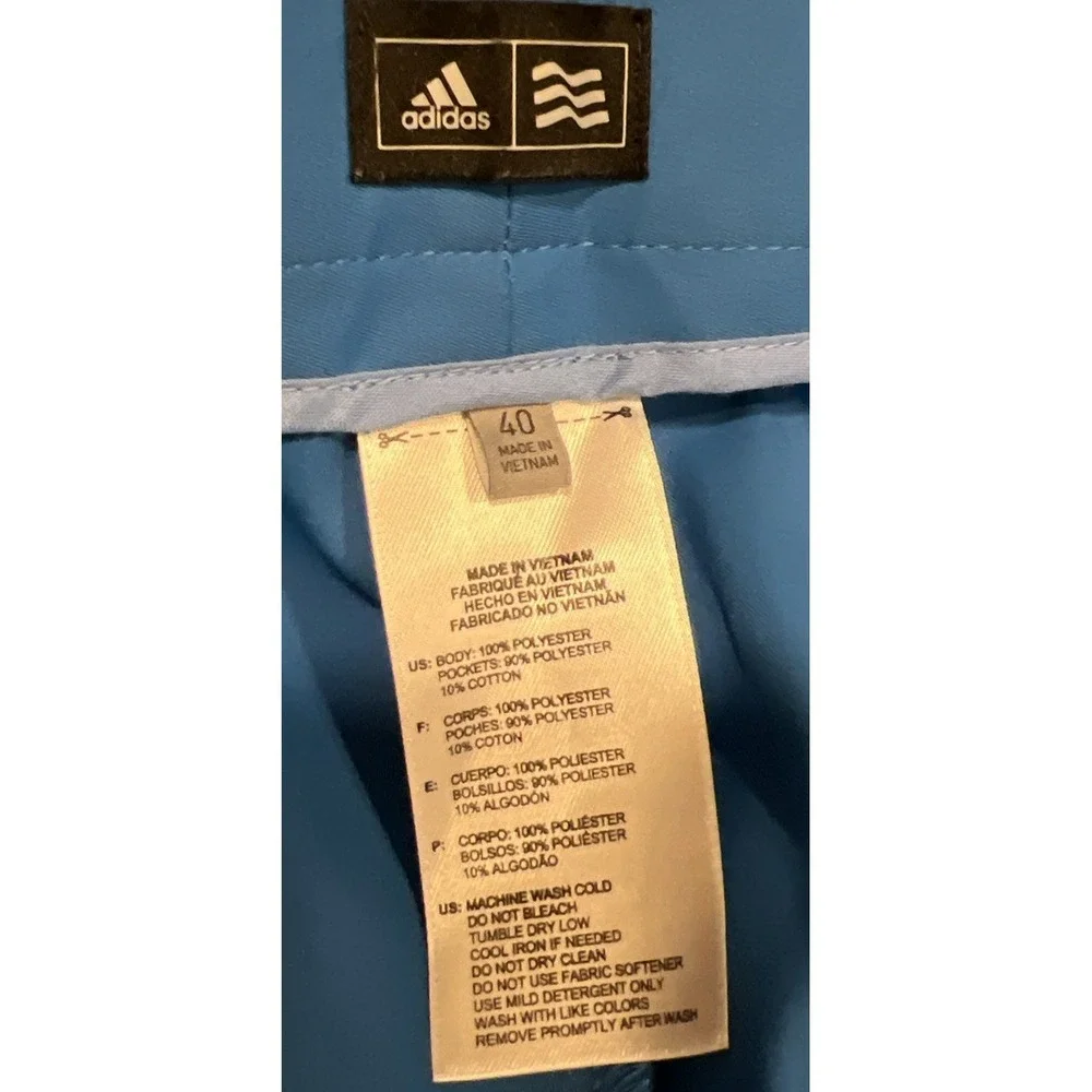 New $60 Adidas Climalite 3 Stripe‎ Blue Golf Shorts Pockets Logo B84292 Size 40